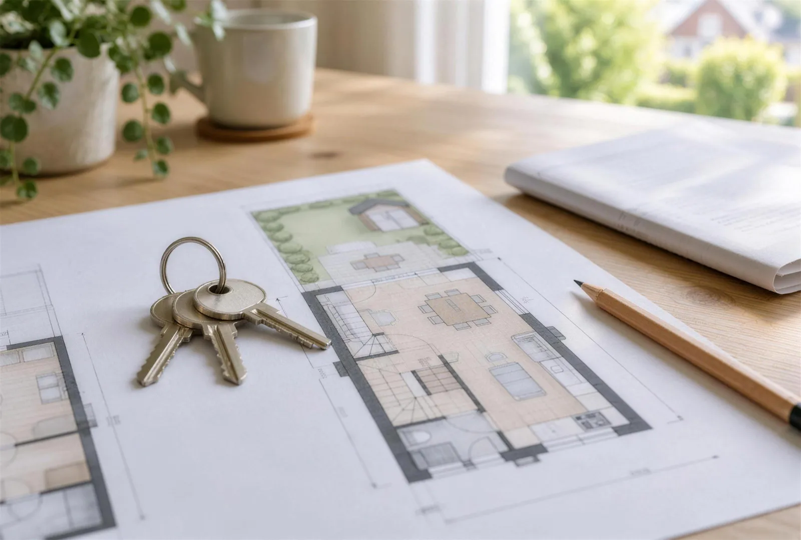 Huissleutels op een plattegrond van een woning
